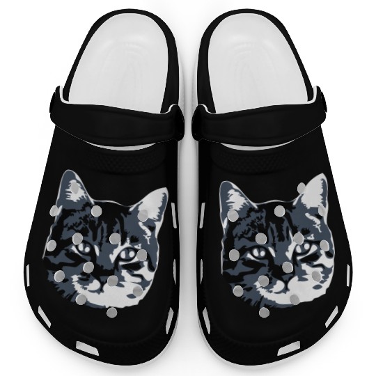 Cat Lover Realistic Pet Face Cute Cool Kitten Head Clogs