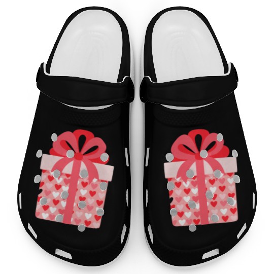 Hearts Gift Box Pattern Design Clogs