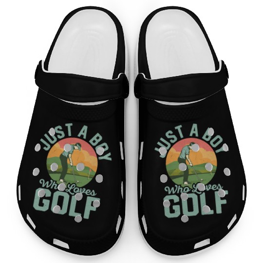 Just A Boy Who Loves Golf Hobby Golfer Clogs