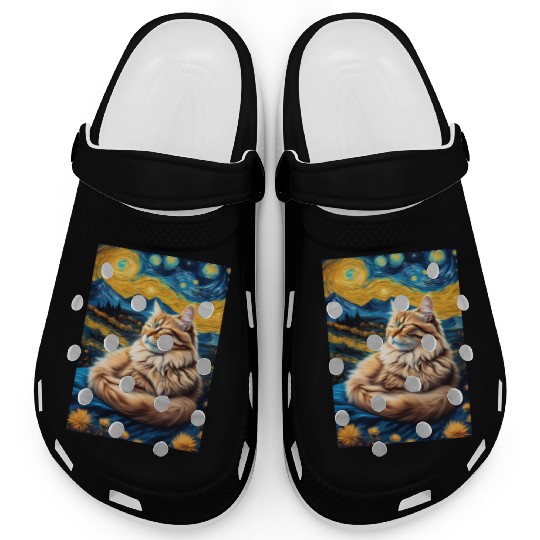 Cat painting red black cat Clogs