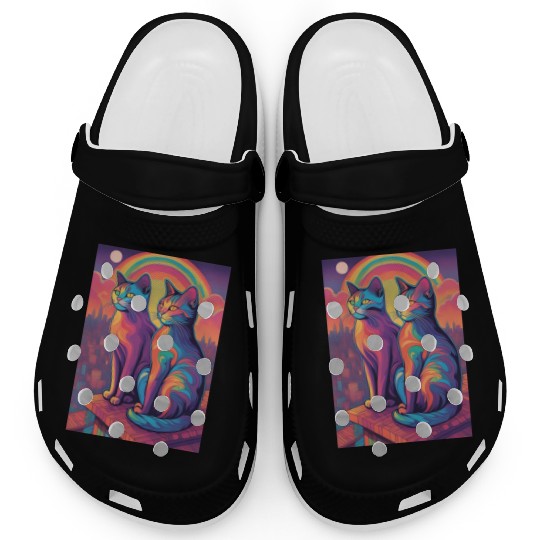 Cat painting red black cat Clogs