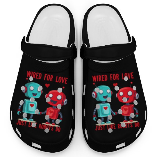 Valentine's Day Gift: Two Robots in Love on Bella Clogs