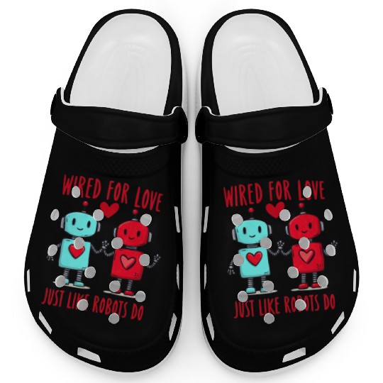 Valentine's Day Gift: Two Robots in Love on Bella Clogs