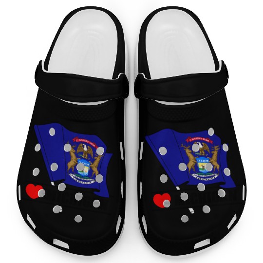 Michigan flag heart 'MICHIGAN' Clogs