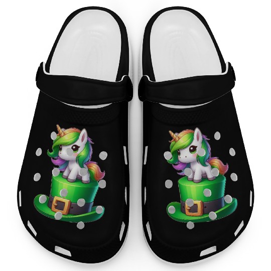 Cute Unicorn St. Patrick's Day Clover Clogs