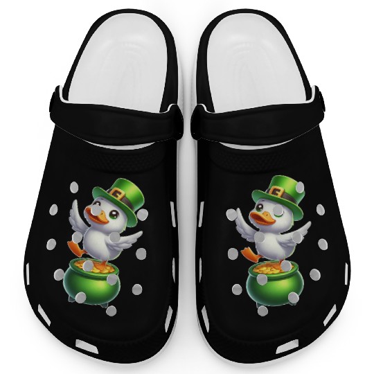 Cute St. Patrick's Day Duck Top Hat Clover Clogs