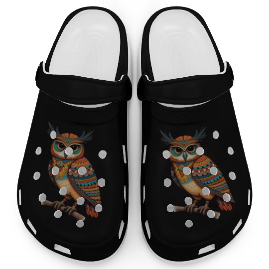 aztec owl funny owl design for bird lovers Clogs