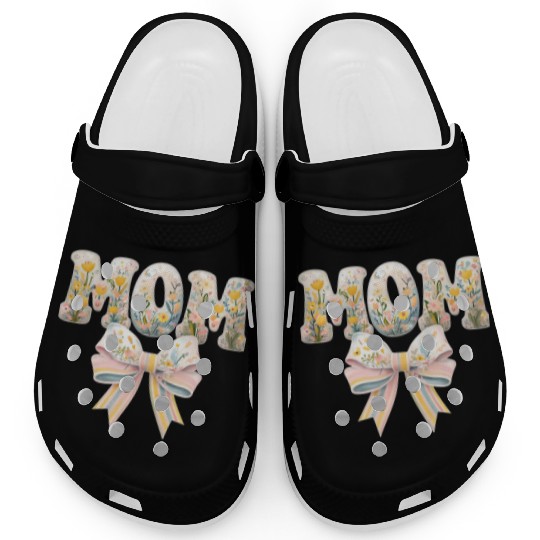 Floral MOM Design with Pastel Bow Clogs