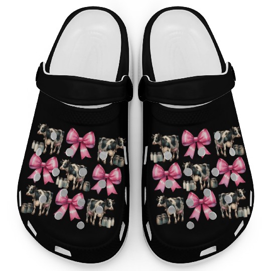 Coquette Bow Cow Farmer Milk Dairy Farmer Farming Clogs