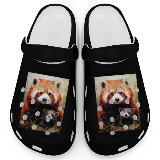 Red Panda & Otter – Cute Animal Friends Illustrati Clogs