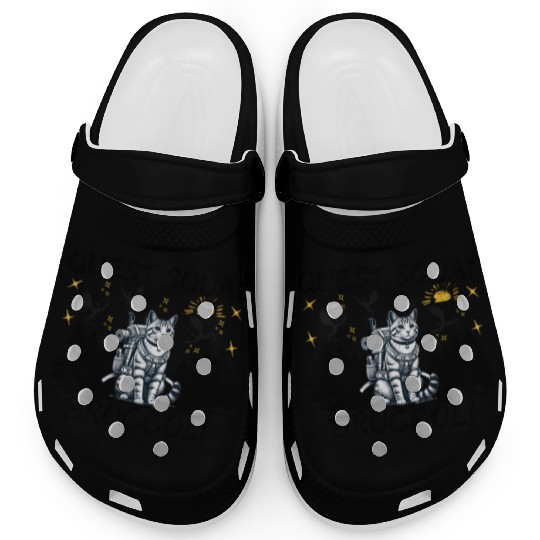 Retro Quest Fantasy Squad Broccoli Funny Cat Lover Clogs