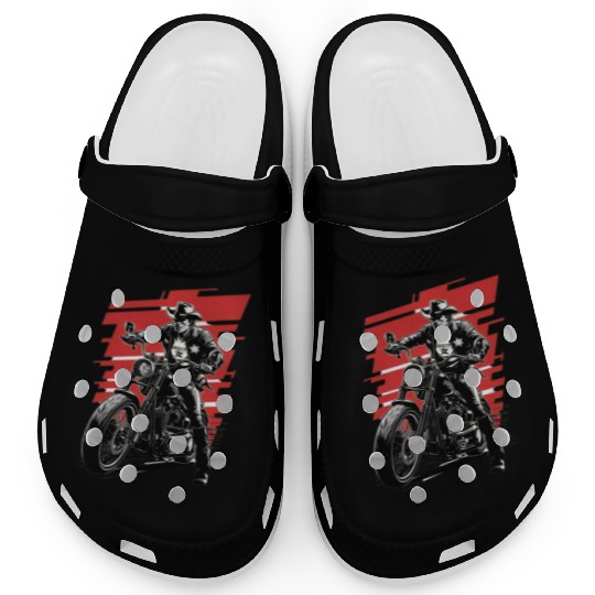 Sheriff Riding Motorcycle Illustration Clogs