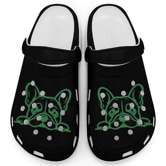 French Bulldog Frenchie Sweet Face Green Clogs