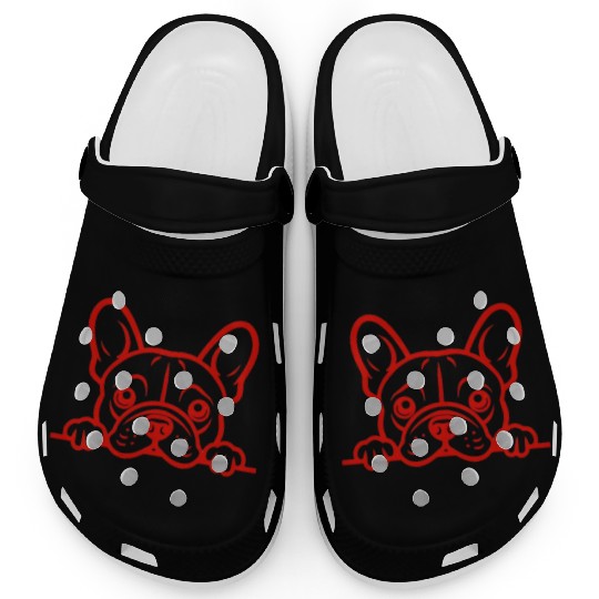 French Bulldog Frenchie Sweet Face Red Clogs