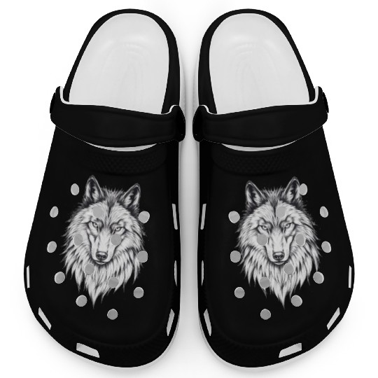 Wolf Face: Majestic and Wild Clogs