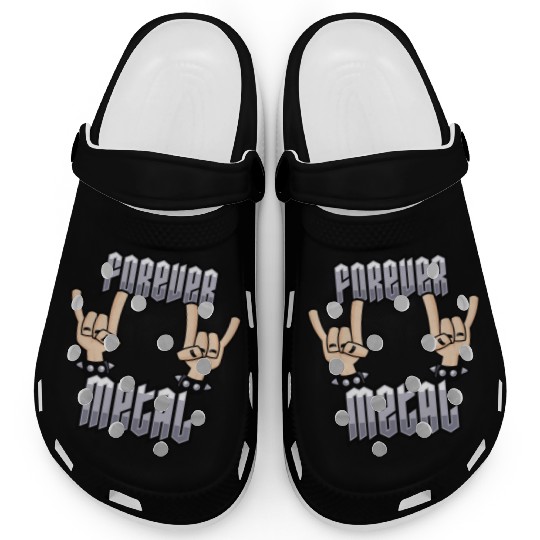 Forever Metal Heavy Metal Devil Horns Hand Gesture Clogs