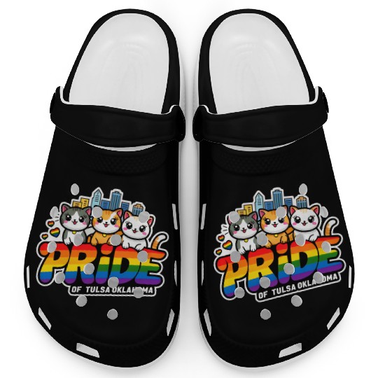 Pride of Tulsa City Oklahoma USA Rainbow Flag Clogs
