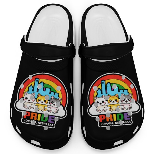 Pride of Omaha City Nebraska USA Rainbow Flag Clogs