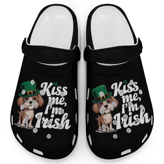 St. Patrick's Day Dog Kiss Me I'm Irish Cute Puppy Clogs