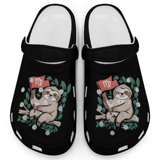 Charming Virgo Zodiac Sloth Embracing the Stars Clogs