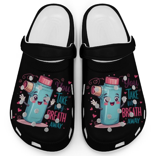You Take My Breath Away Funny Inhaler Cartoon Clogs