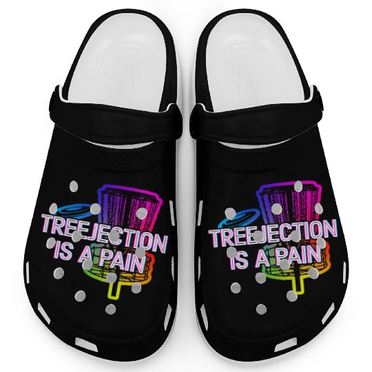 Treejection Is a Pain Funny Disc Golf Humor Golfer Clogs