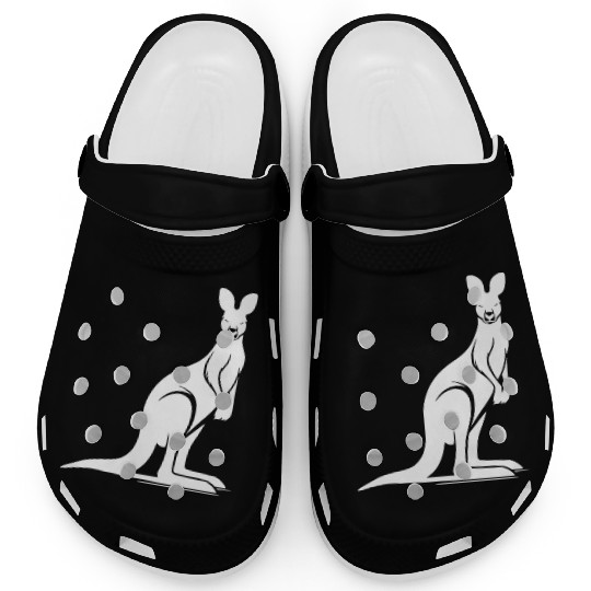 Wild Animal Silhouette With Typical Kangaroo Pose Clogs
