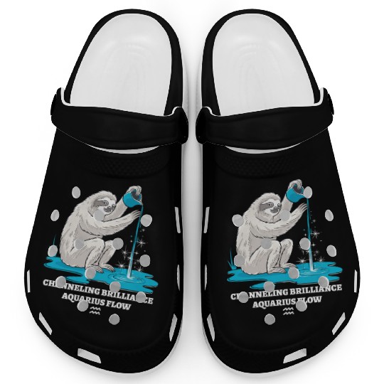 Channeling Brilliance Aquarius Zodiac Sloth Flow Clogs
