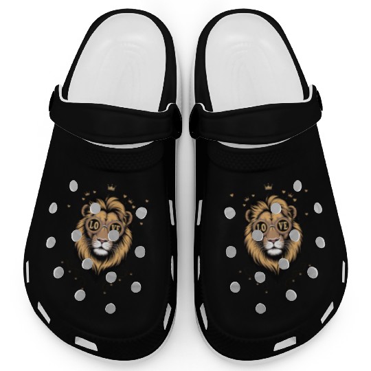 Royal Lion Love Art | Majestic Valentine Design Clogs