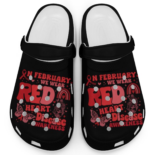In February We Wear Red Rainbow CHD Awareness Clogs