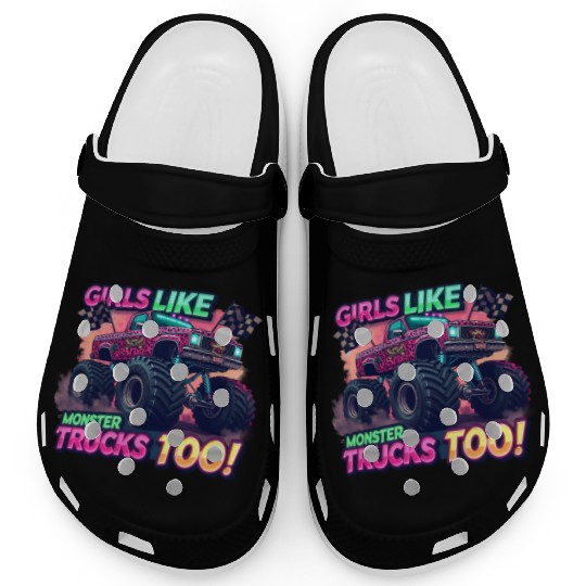 Girls Love Monster Trucks Design Clogs
