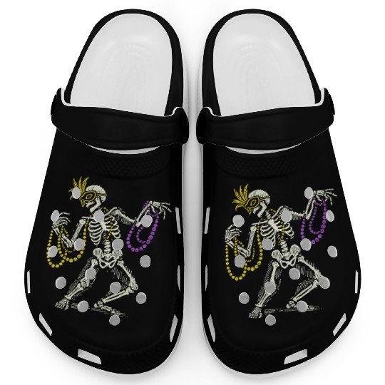 Mardi Gras Skeleton With Beads Dance Clogs