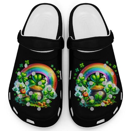 St. Patrick's Day Shamrock Pot Gold Rainbow Clogs