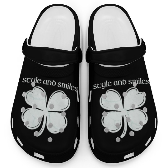 Style and Smiles Large Clover Graphic and Text Clogs