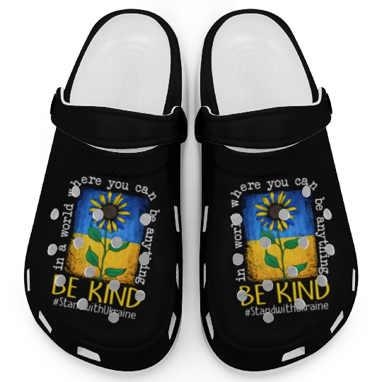 Be Kind Sunflower Ukraine Flag Clogs