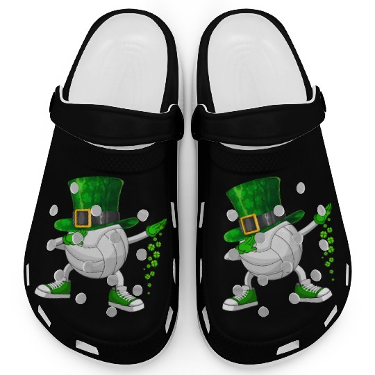 Funny Dabbing Shamrock Volleyball St Patrick's Day Clogs