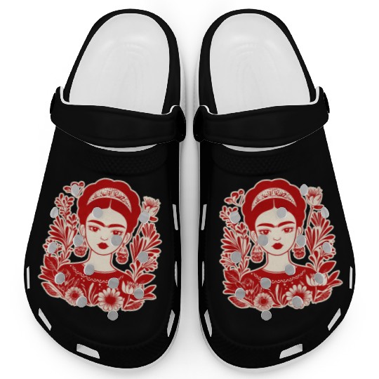Frida Kahlo Illustration Feminist Art Clogs