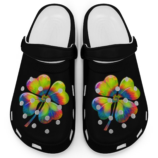 Tie Dye Shamrock Lucky Four Leaf Clover St Patrick Clogs