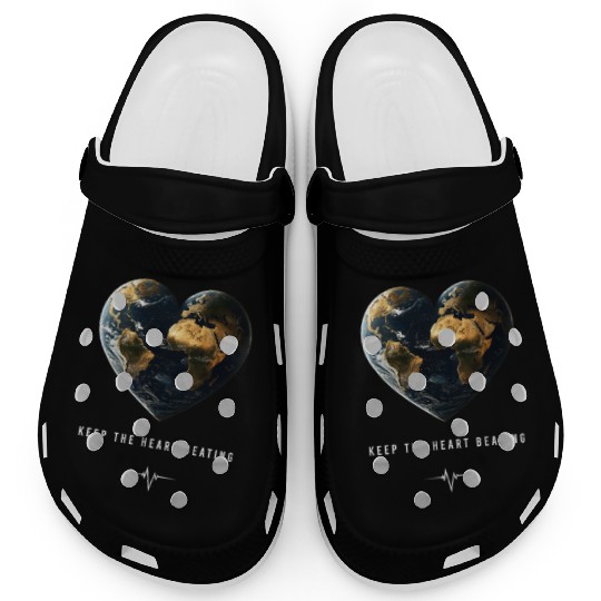 Keep the Heart Beating Heart Earth Day Environment Clogs