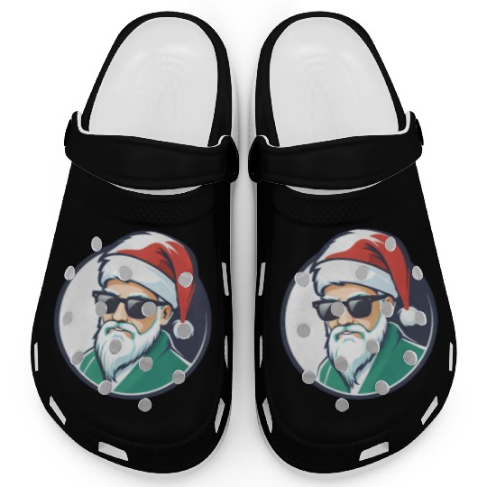 Creative Santa logo design wearing sunglasses Clogs