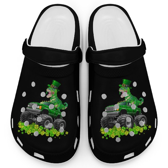 Monster Truck T-rex St Patricks Day Dinosaur Cute Clogs