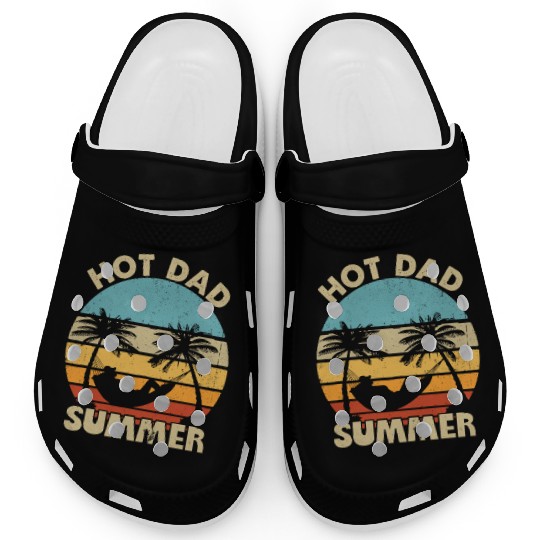 Hot Dad Summer Vintage Retro Sunset Clogs