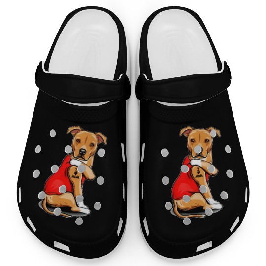 Staffordshire Terrier I Love Mom Tattoo Clogs