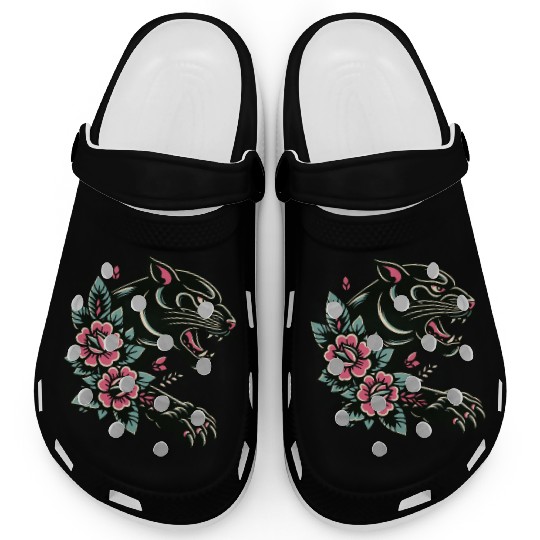 Black Panther Flash Tattoo Clogs