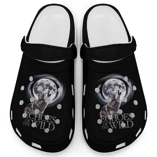 Echoes Of The Wild Howling Wolf Moon Art Clogs