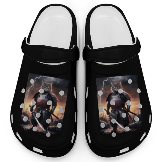 Japanese Cat Samurai Cat Clogs