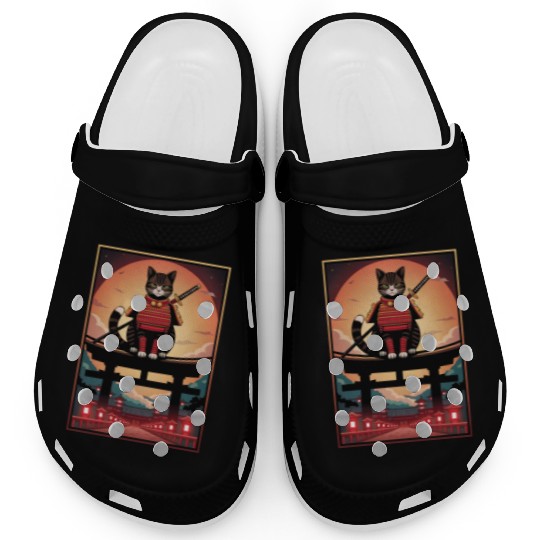 Japanese Cat Samurai Cat Clogs