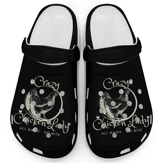 Crazy Chicken Lady Print Clogs