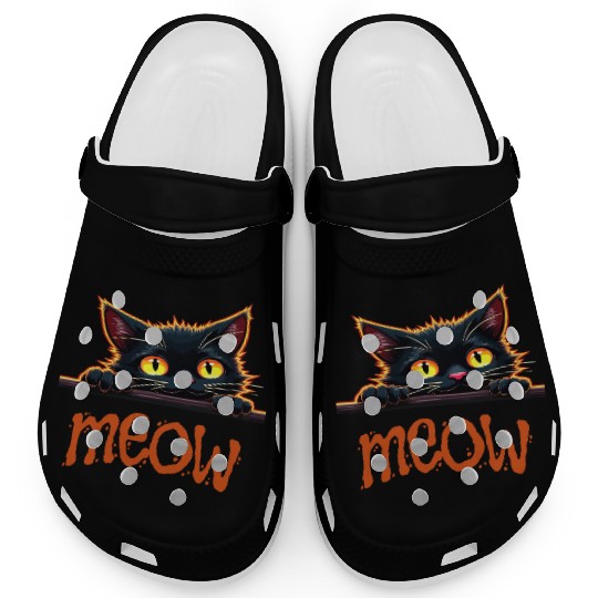 Neon Black Cat with Playful  Clogs