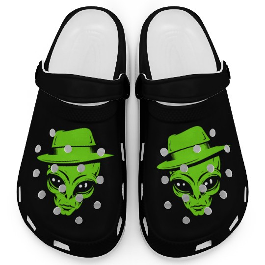 Grey Alien Retro Gangster Clogs